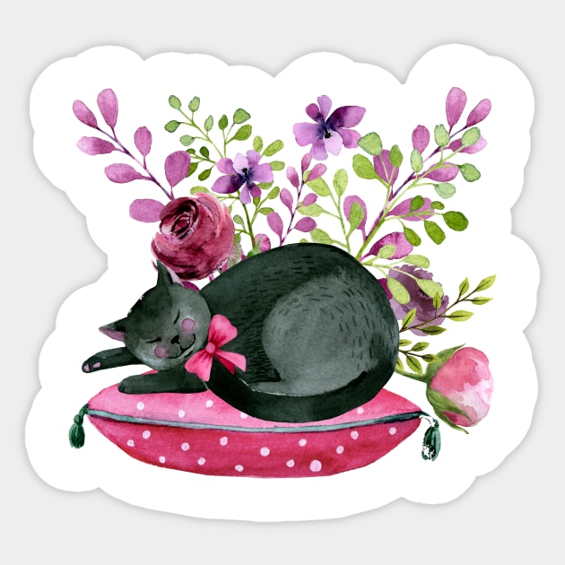 Napping Kitty Cat Sticker by angelwhispers